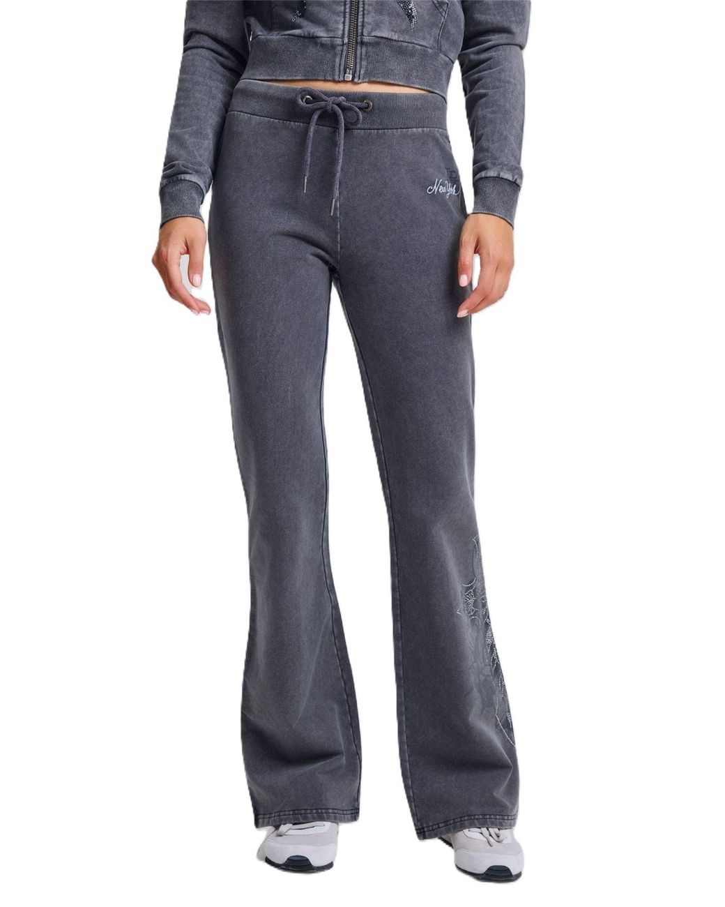 Ed Hardy Blue Cross And Thorn Flared Joggers