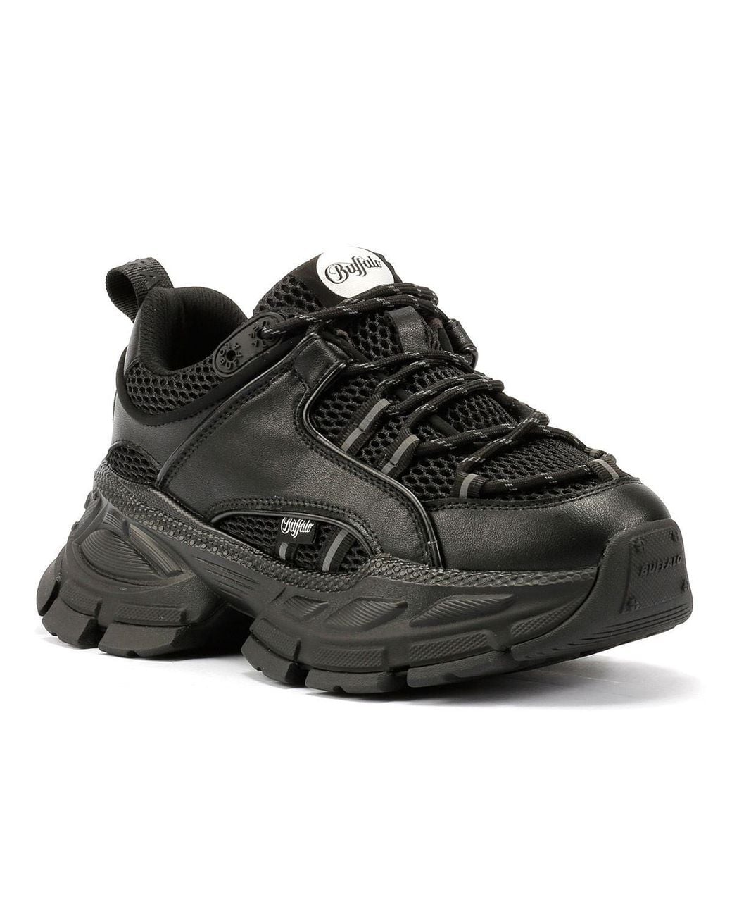 Buffalo Black Saturn Lace Trainers