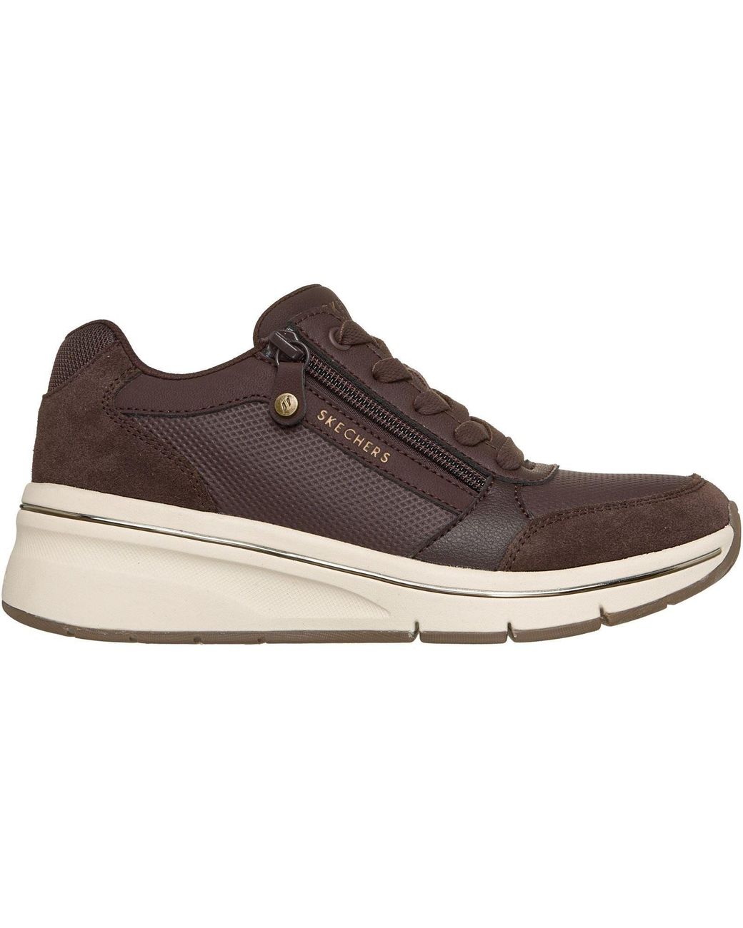 Skechers Brown Billion Flex Luxe Up Leather Duraleather/Mesh Trainers