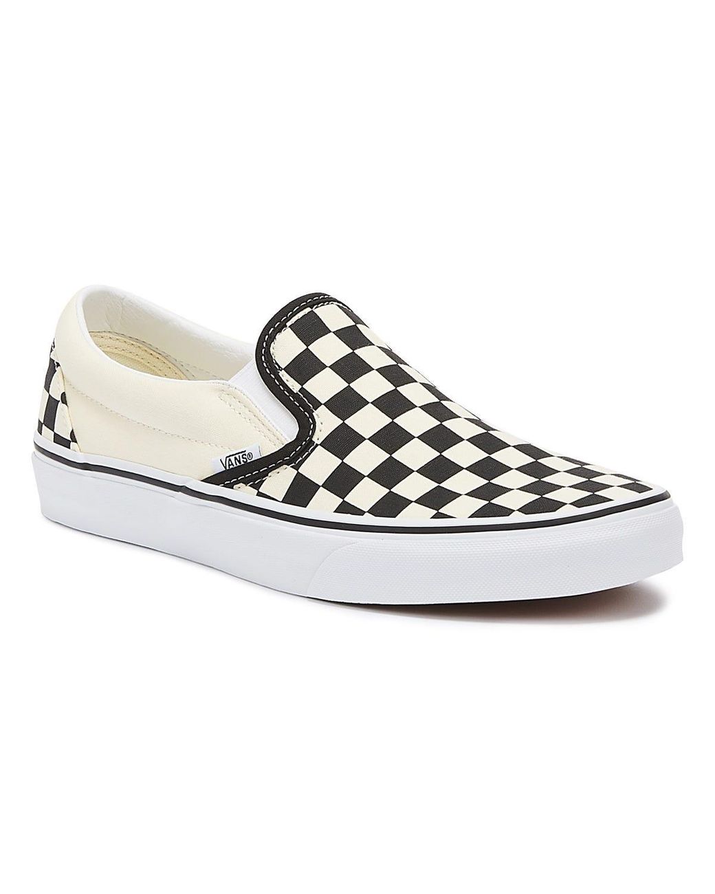 Vans White Classic Slip-On Checkboard Canvas Skate Trainers Rubber