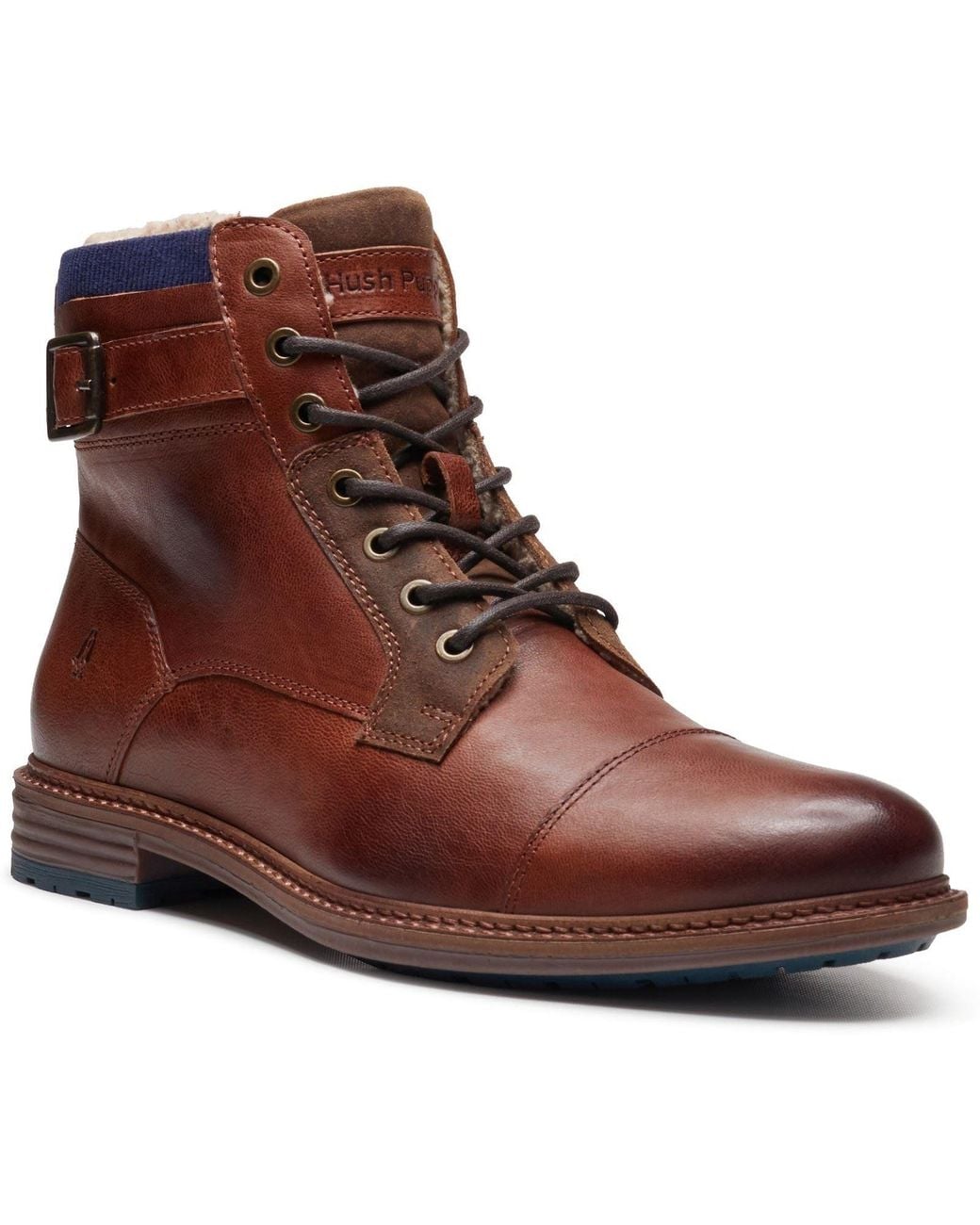 Hush Puppies Brown Jordan Leather Dark Ankle Boots for men