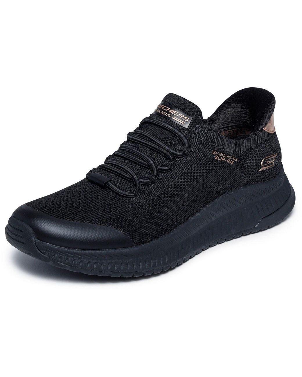Skechers Black Bobs Sport Squad 4 Dire Step Polyester Trainers