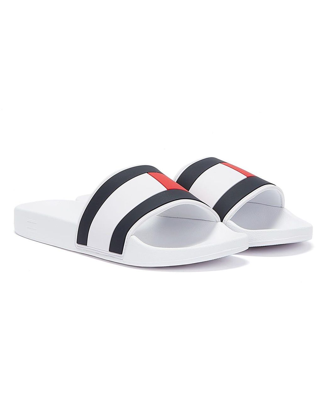 Tommy Hilfiger Essential Flag Mens White Slides for Men - Lyst