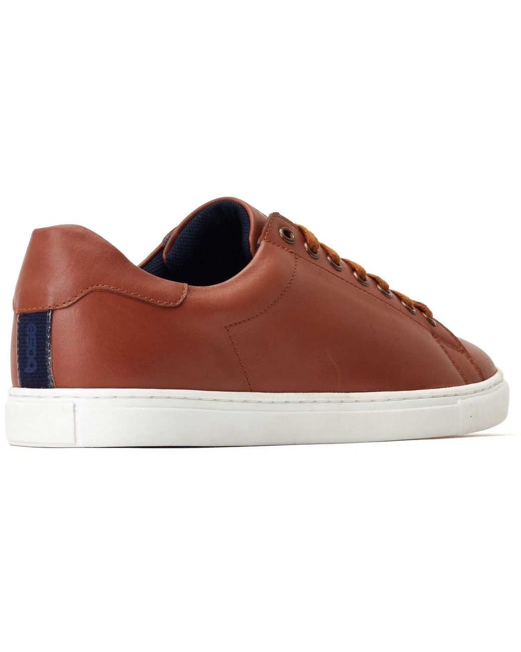 Base London Brown Tucker Leather Burnt Trainers for men