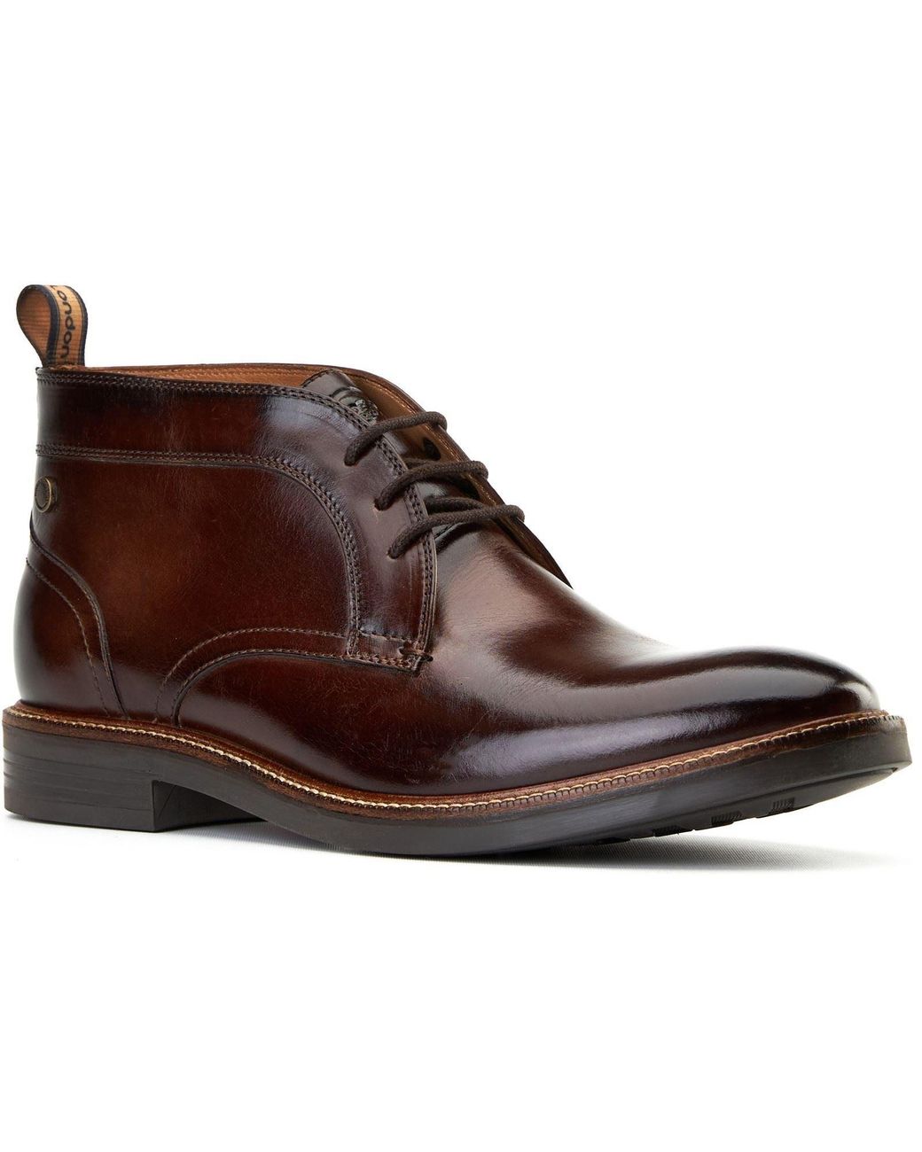 Base London Brown Lincoln Leather Burnt Ankle Boots