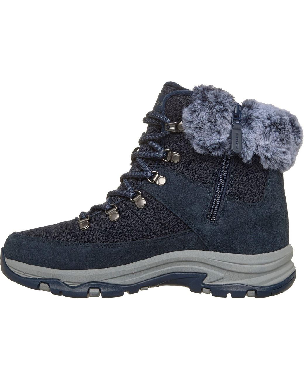 Skechers Blue Trego Stormie Frost Leather Winter Ankle Boots