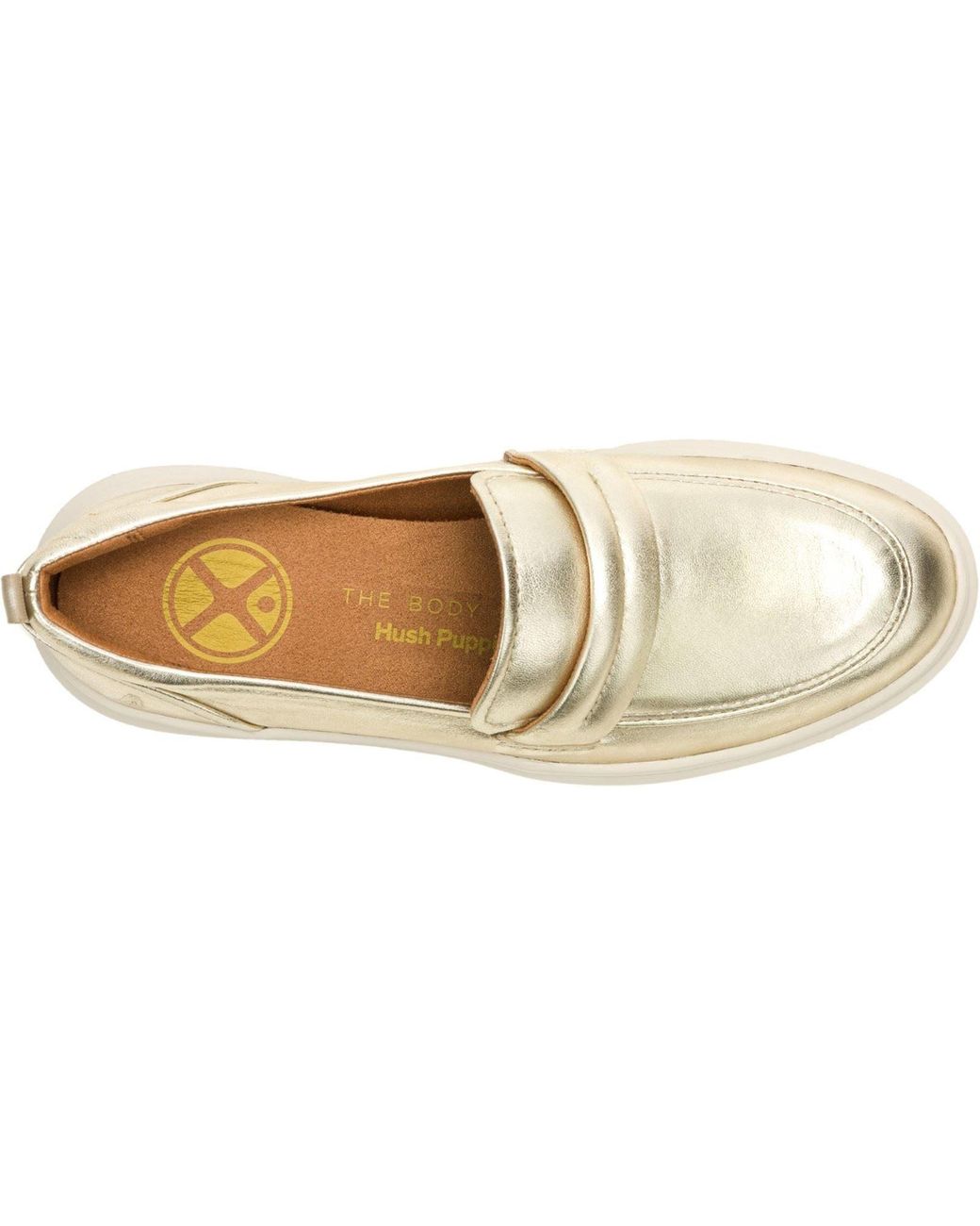 Hush Puppies White Joy Penny Leather Champagne Loafers