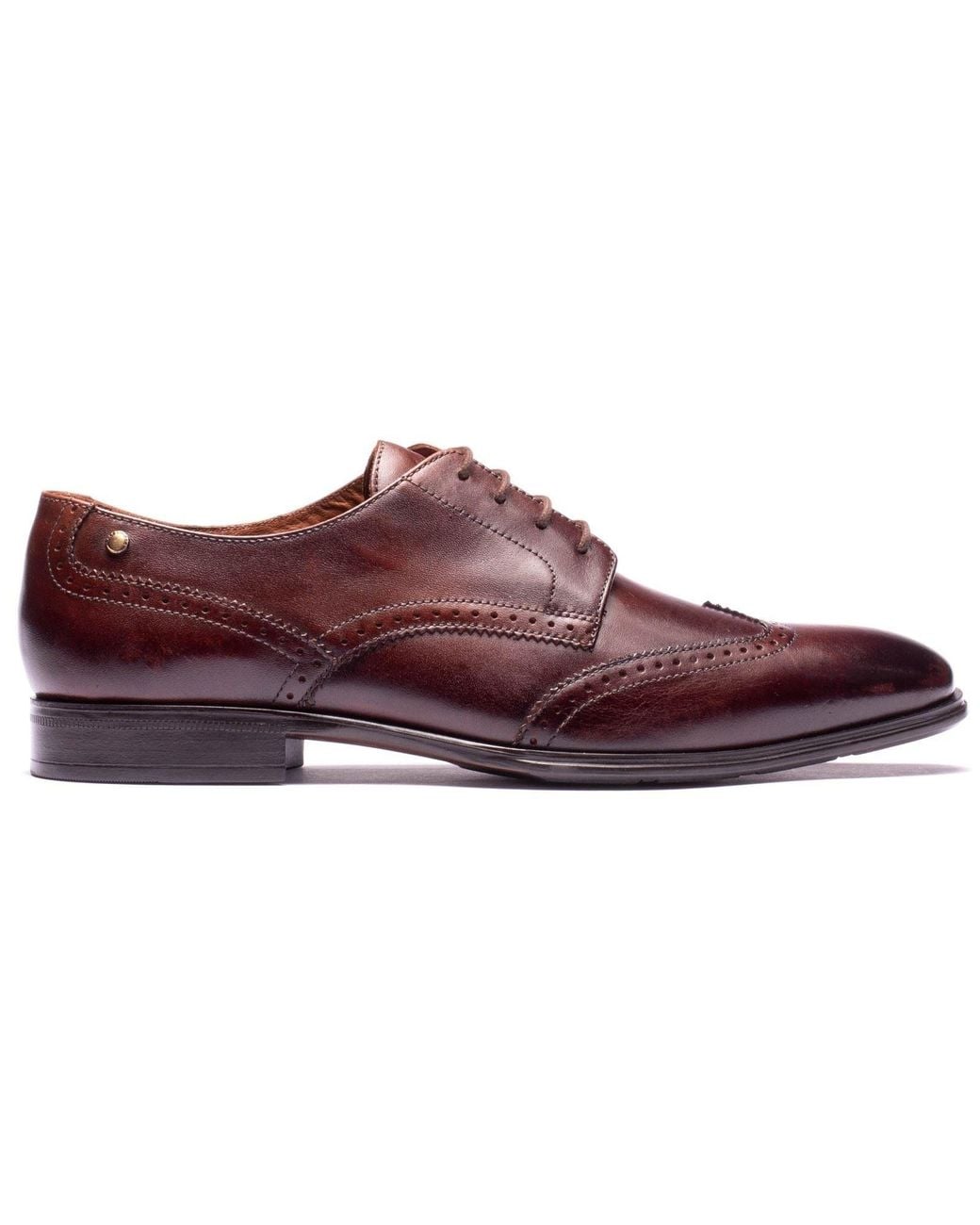 Base London Red Sloane Leather Brogues Shoes for men