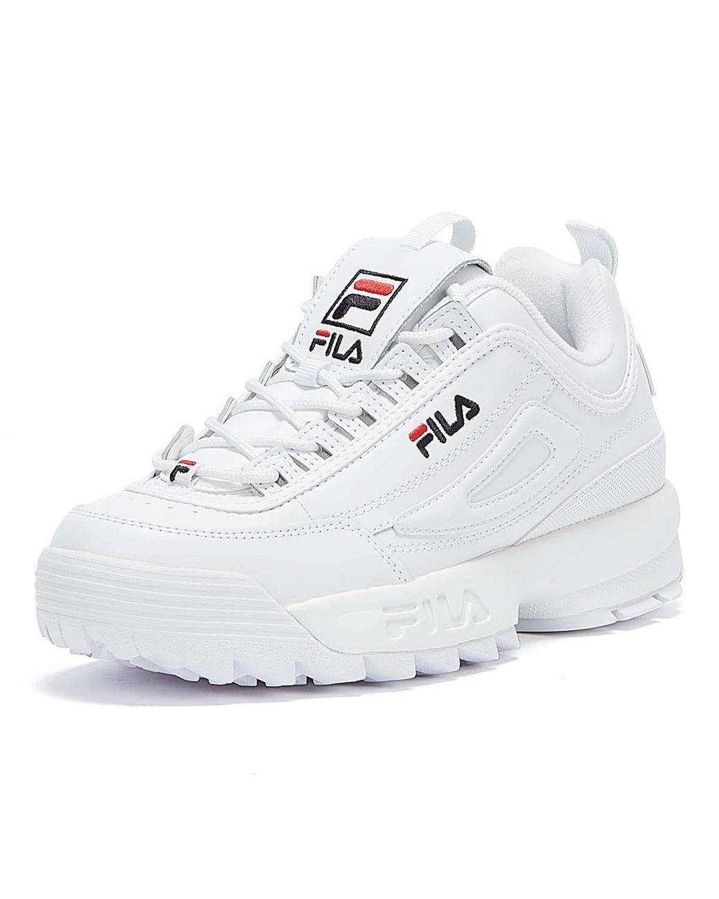 Fila Disruptor Ii Premium White Leather Trainers Rubber