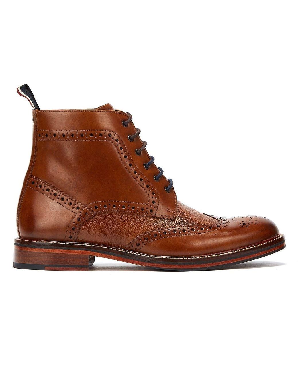 Ben Sherman Alfred Lace Up Brogue Boots - Burnished Leather – 4 Elements Clothing