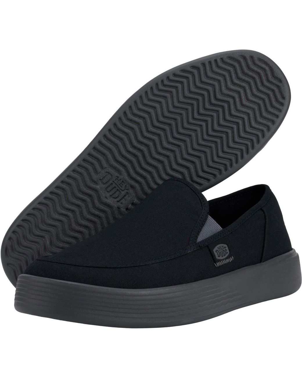 HeyDude Blue Sunapee Canvas 100% Cotton /Charcoal Loafers for men