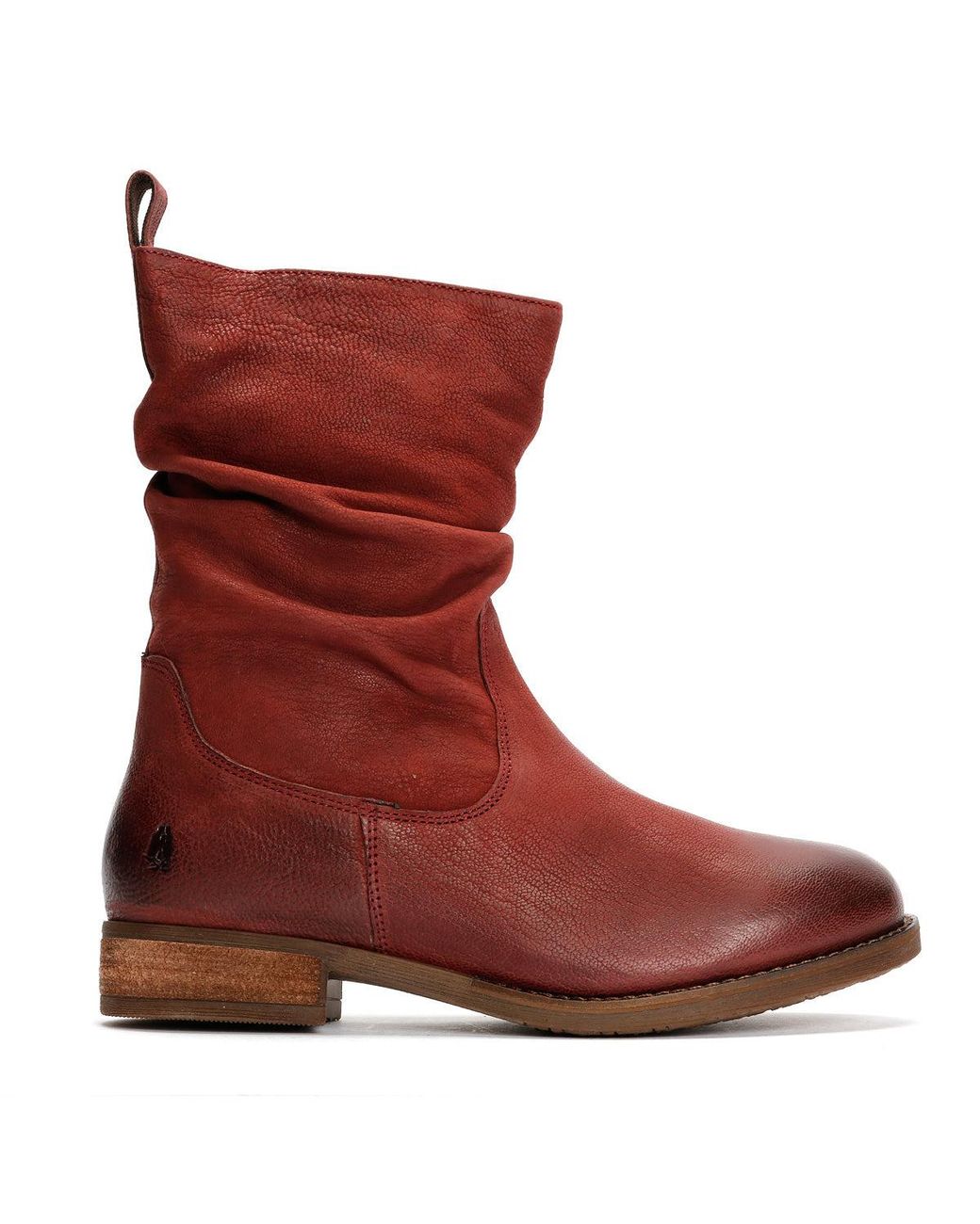 Hush Puppies Red Emilia Leather Burgundy Winter Mid Calf Boots