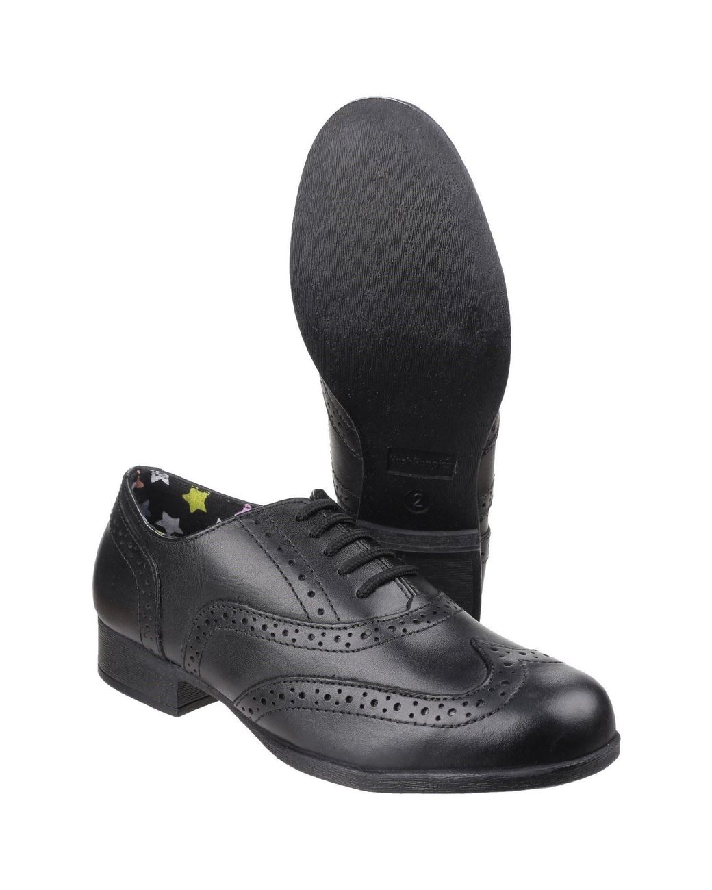 Hush Puppies Black Kada Senior Leather Girls's Brogues