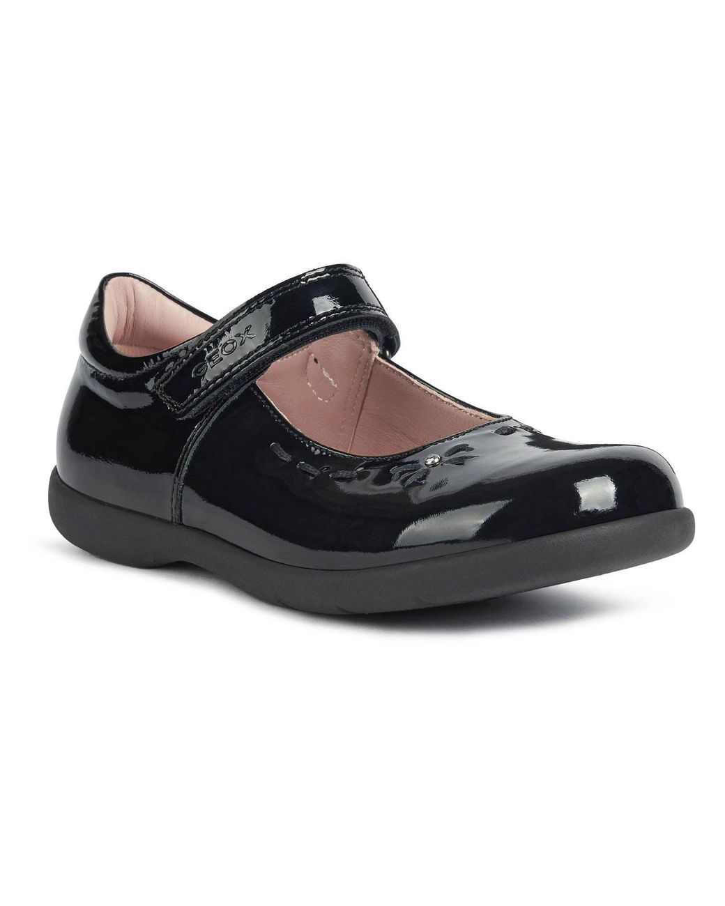 Geox Black J Naimara G.A Leather Patent Shoes