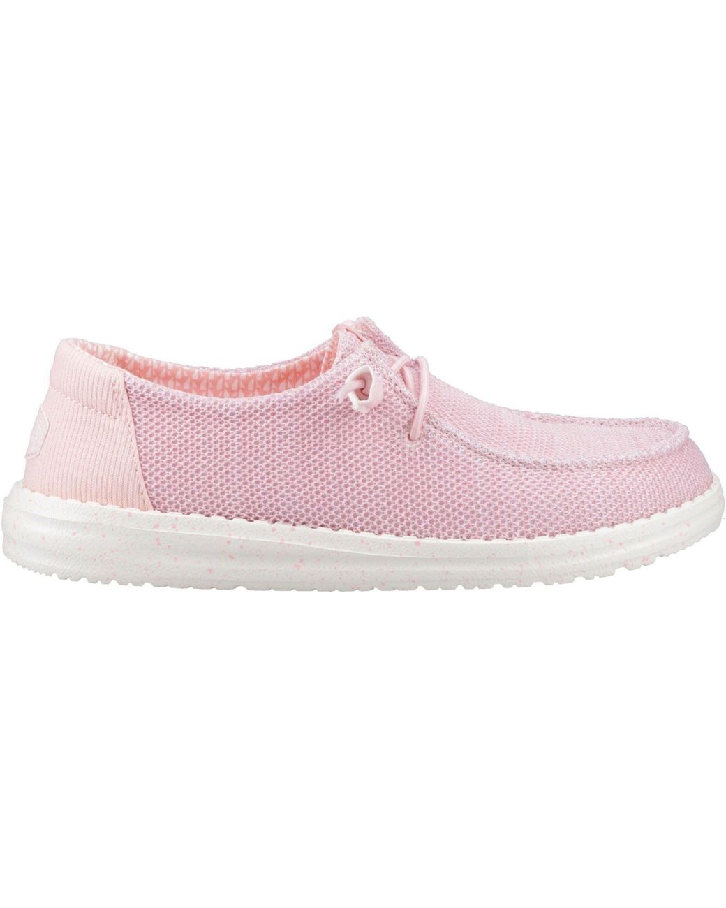 HeyDude Pink Wendy Stretch Sox Synthetic Blend Rosette Moccasins Shoes