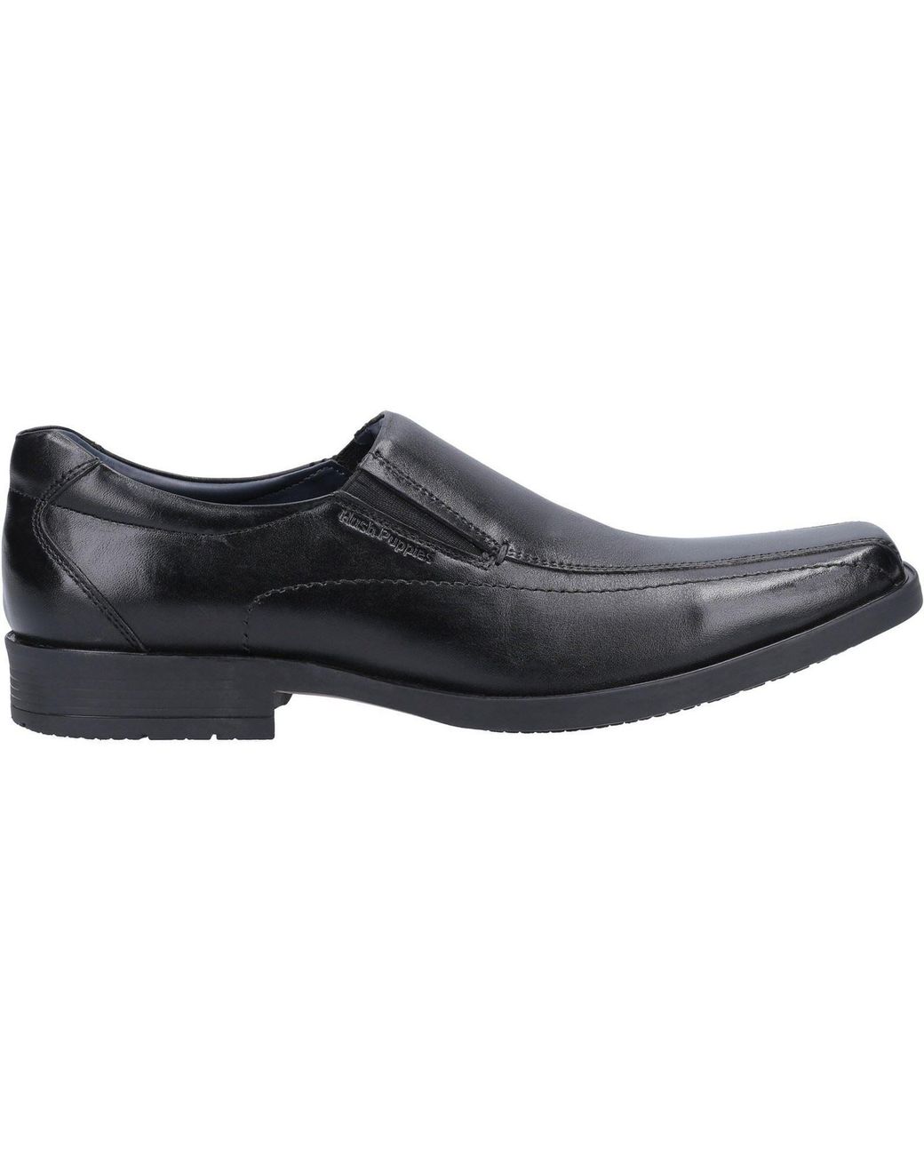 Hush Puppies Black Brody Leather Slip-On Shoes for men