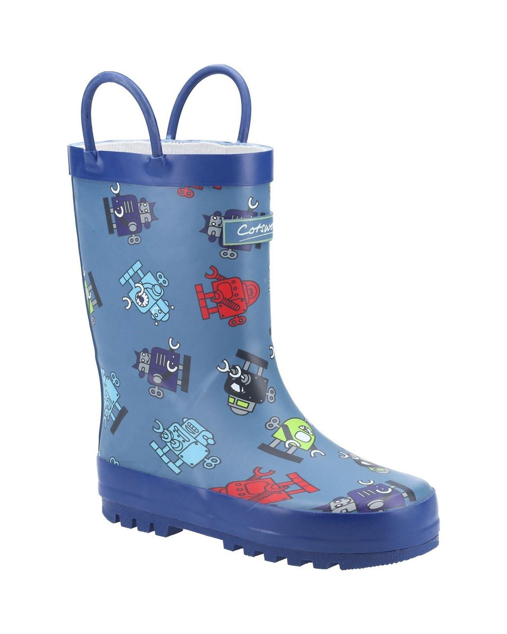 Cotswold Blue Puddle Rubber Robot Wellington Boots