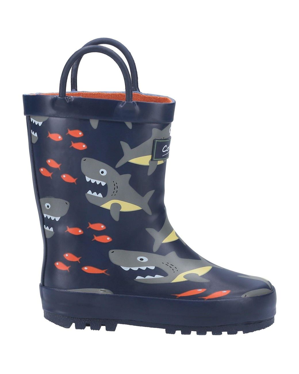 Cotswold Blue Puddle Rubber Shark Wellington Boots