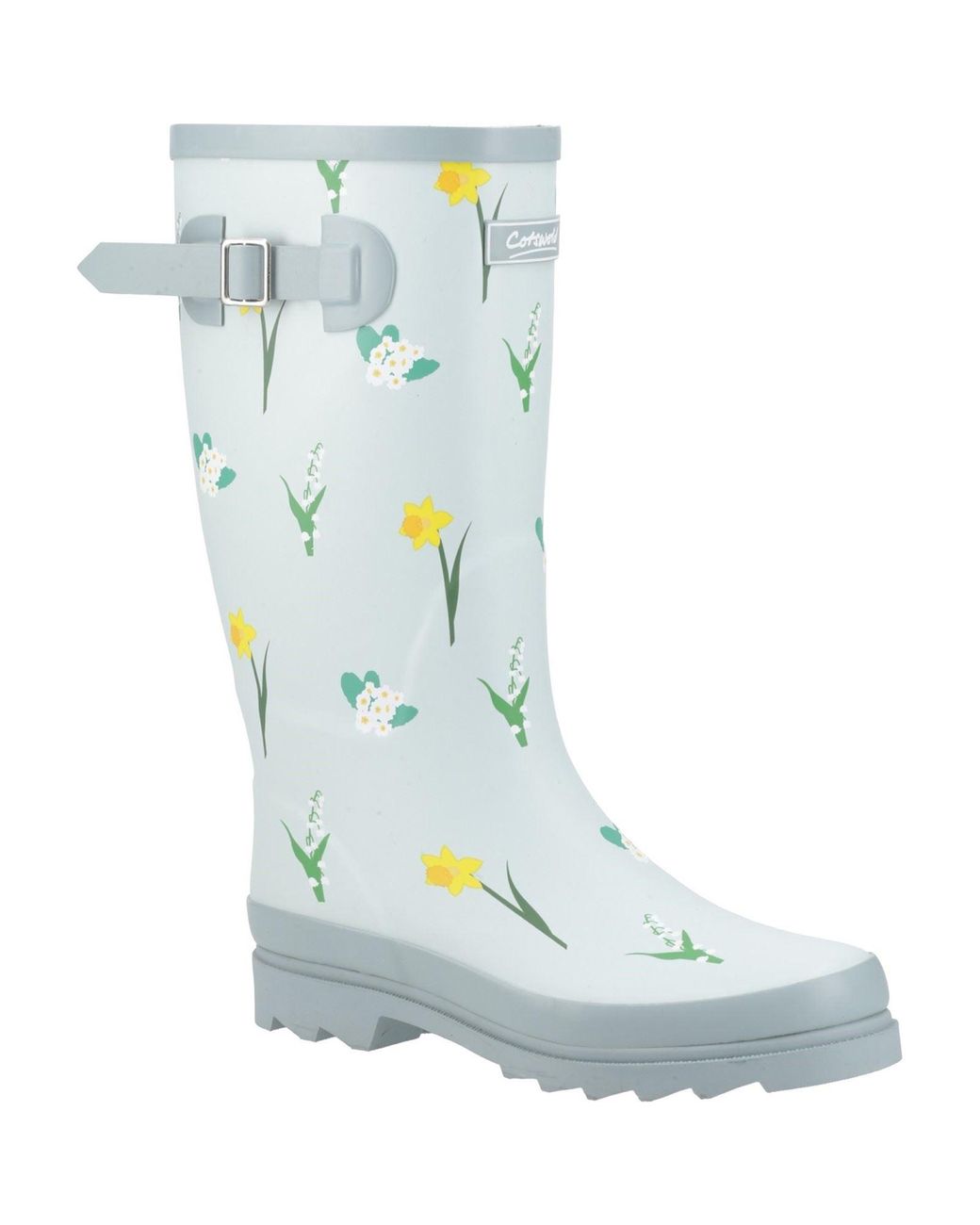 Cotswold Blue Wildflower Tall Rubber Mint Wellington Boots