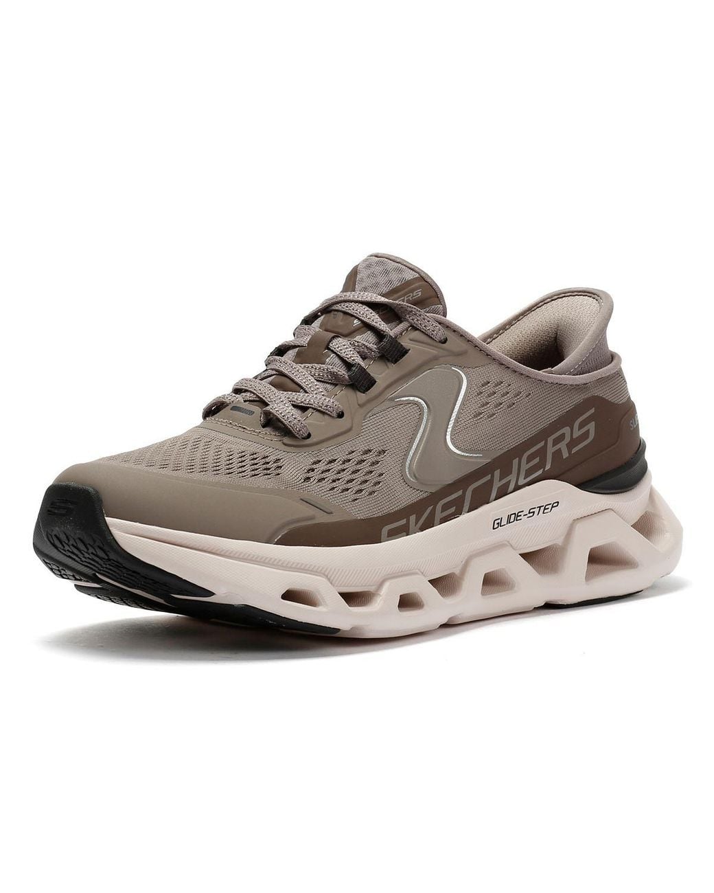 Skechers Gray Slip-Ins Glide Step Altus Mesh Khaki Trainers