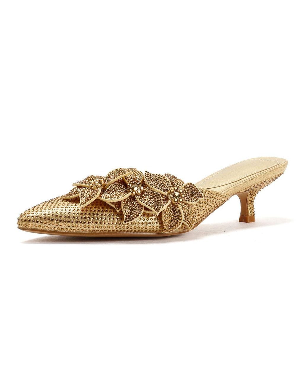 French Connection Natural Victoria Velvet Kitten Heel Mules