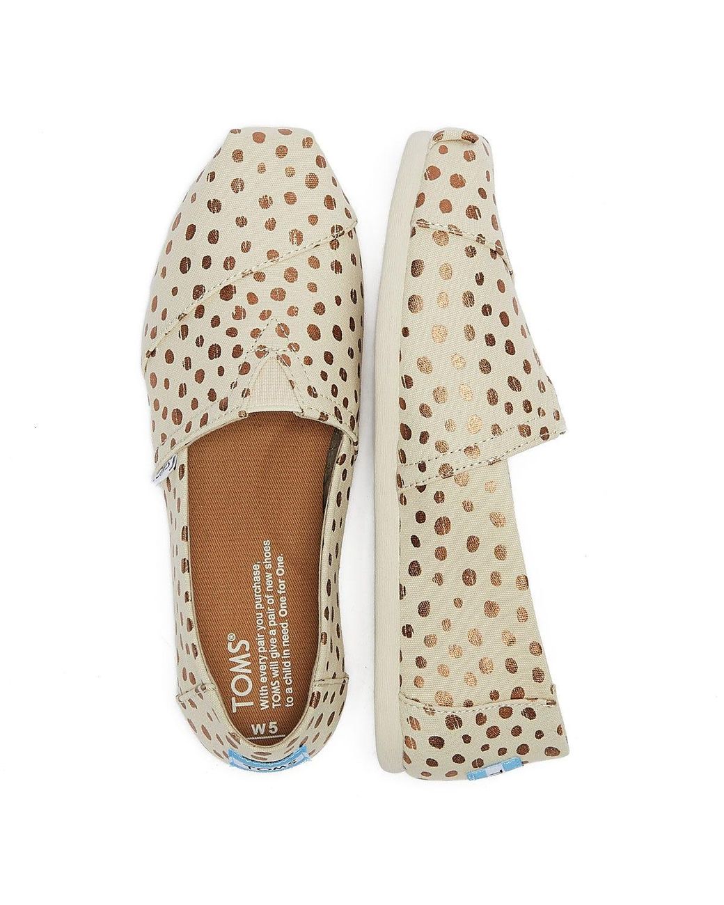 toms rose gold polka dot shoes