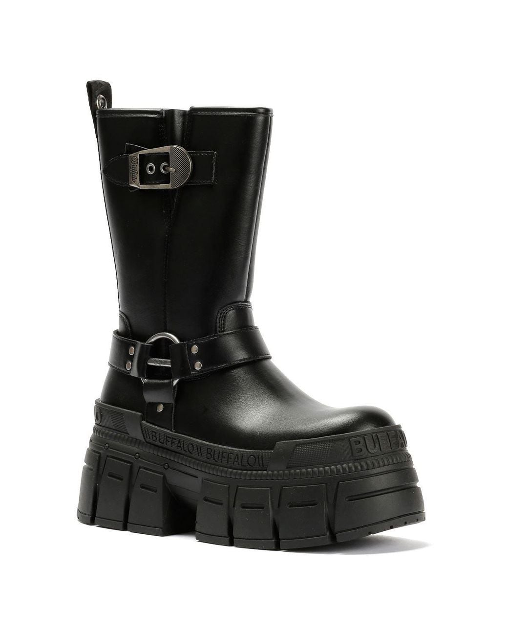 Buffalo Black Gospher Biker Mid Vegan Boots