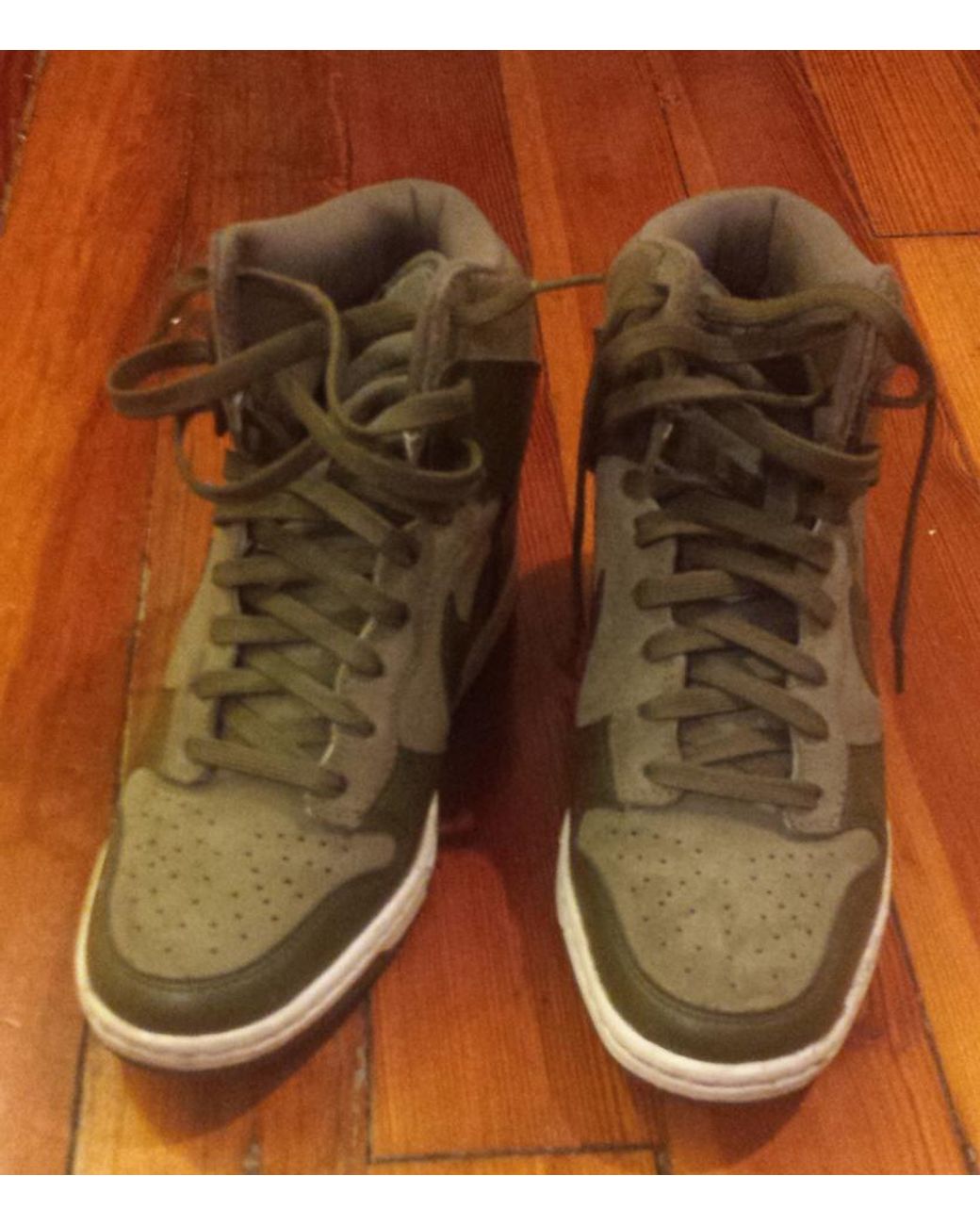 olive green nike wedge sneakers