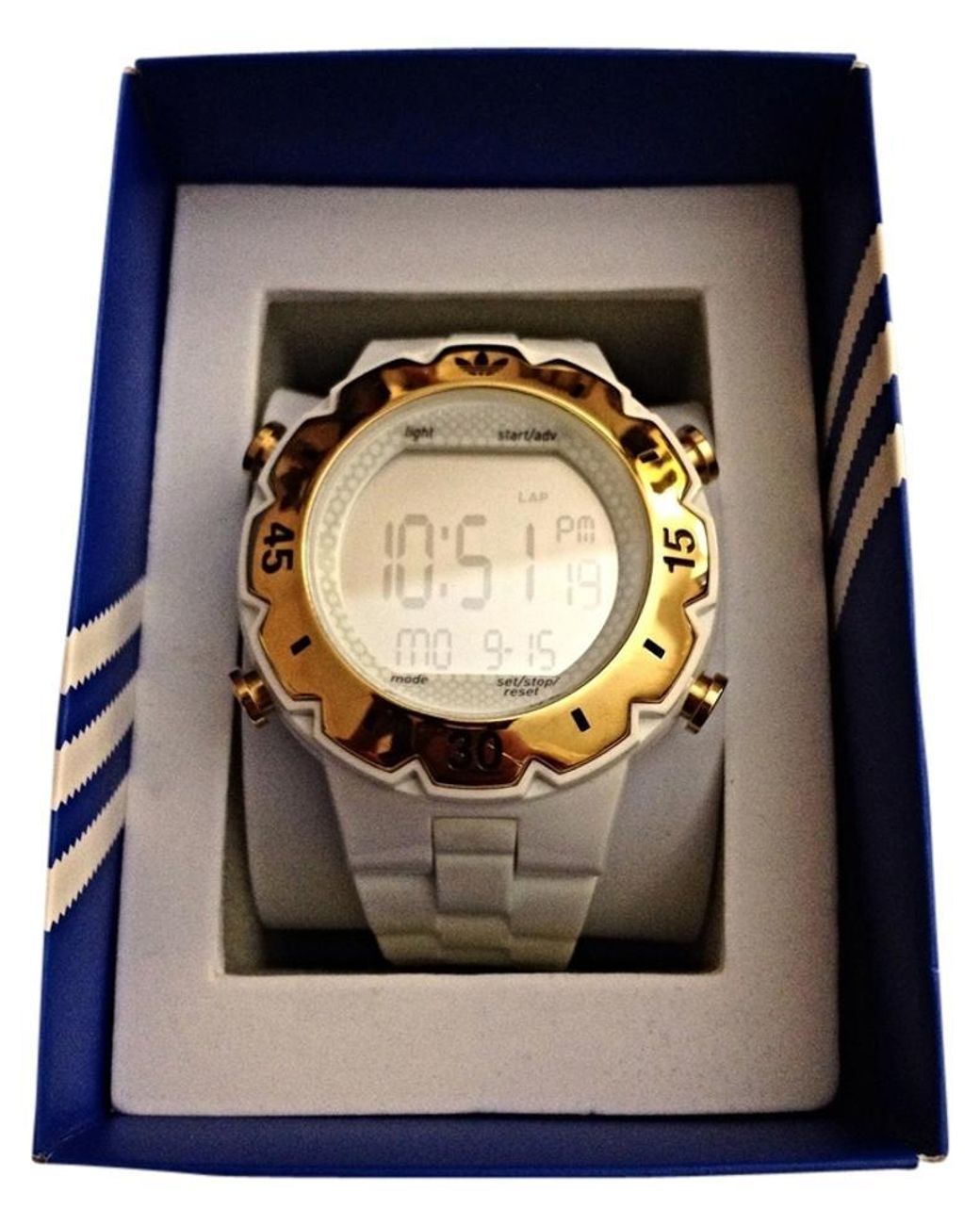 white and gold adidas watch