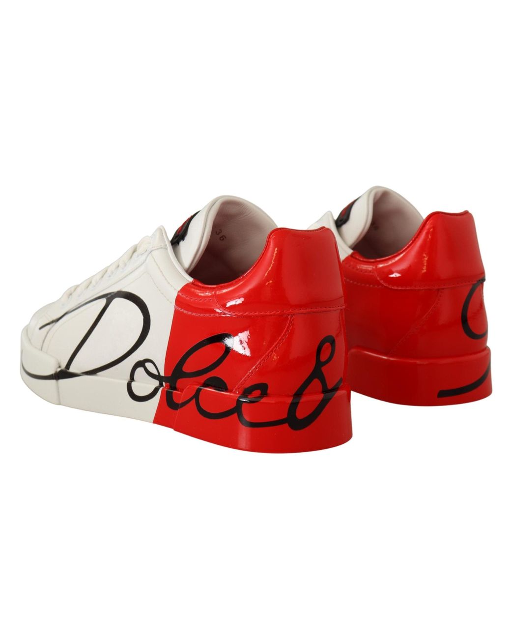 Dolce & Gabbana Red Lace Up Low Top Sneakers Shoes in White | Lyst