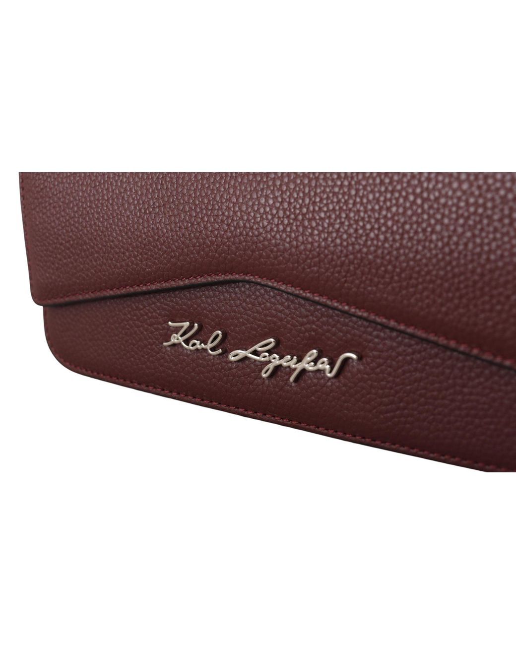 Karl Lagerfeld Wine Leather Evening Clutch Bag – AUMI 4