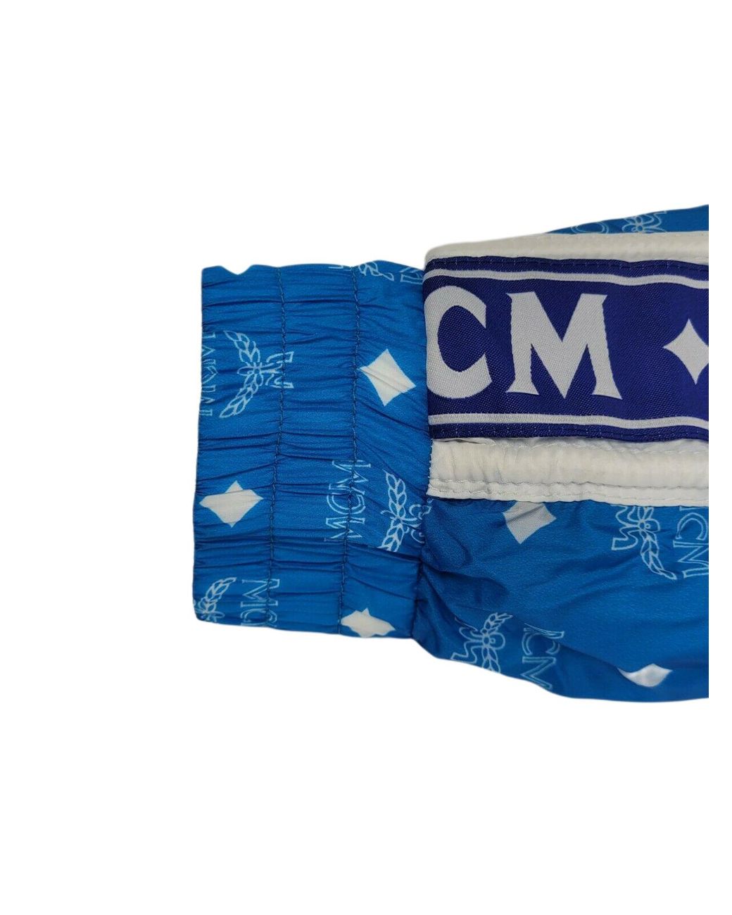 MCM Nylon Bomber Jacket W/white Logo Print It 38 in Blue | Lyst