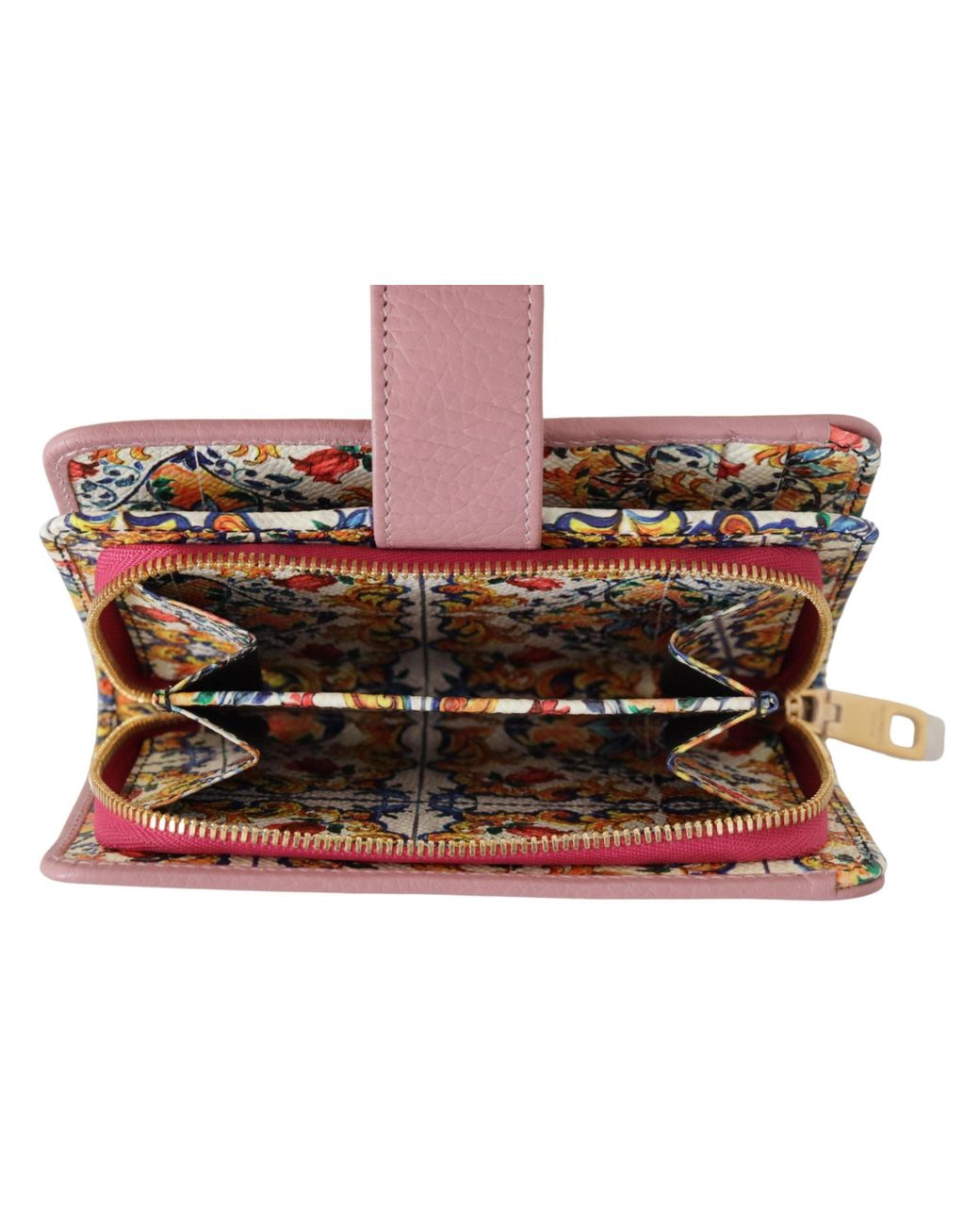 Dolce & Gabbana Multicolor Floral Leather Bifold Continental