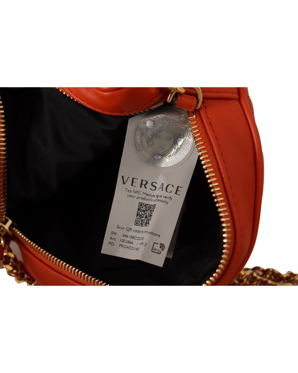 Versace Nappa Leather Medusa Round Crossbody Bag in Red