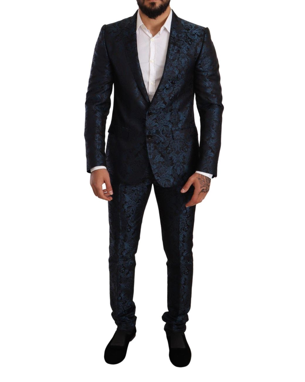 Dolce And Gabbana Blue Black Jacquard 2 Piece Set Martini Suit For Men Lyst