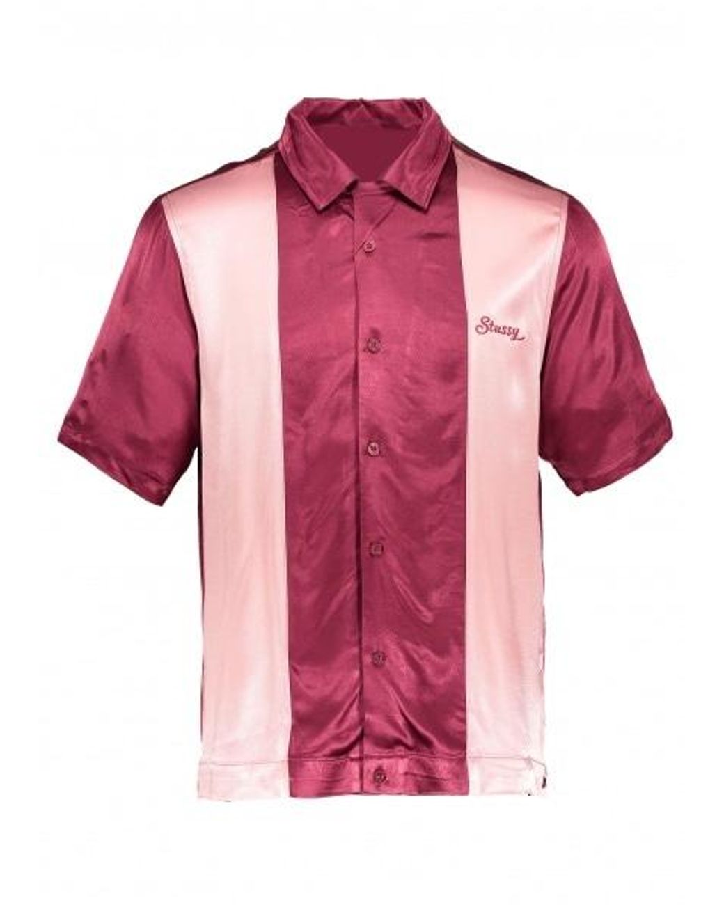 Stussy 2 Tone Bowling Shirt in Pink for Men Lyst