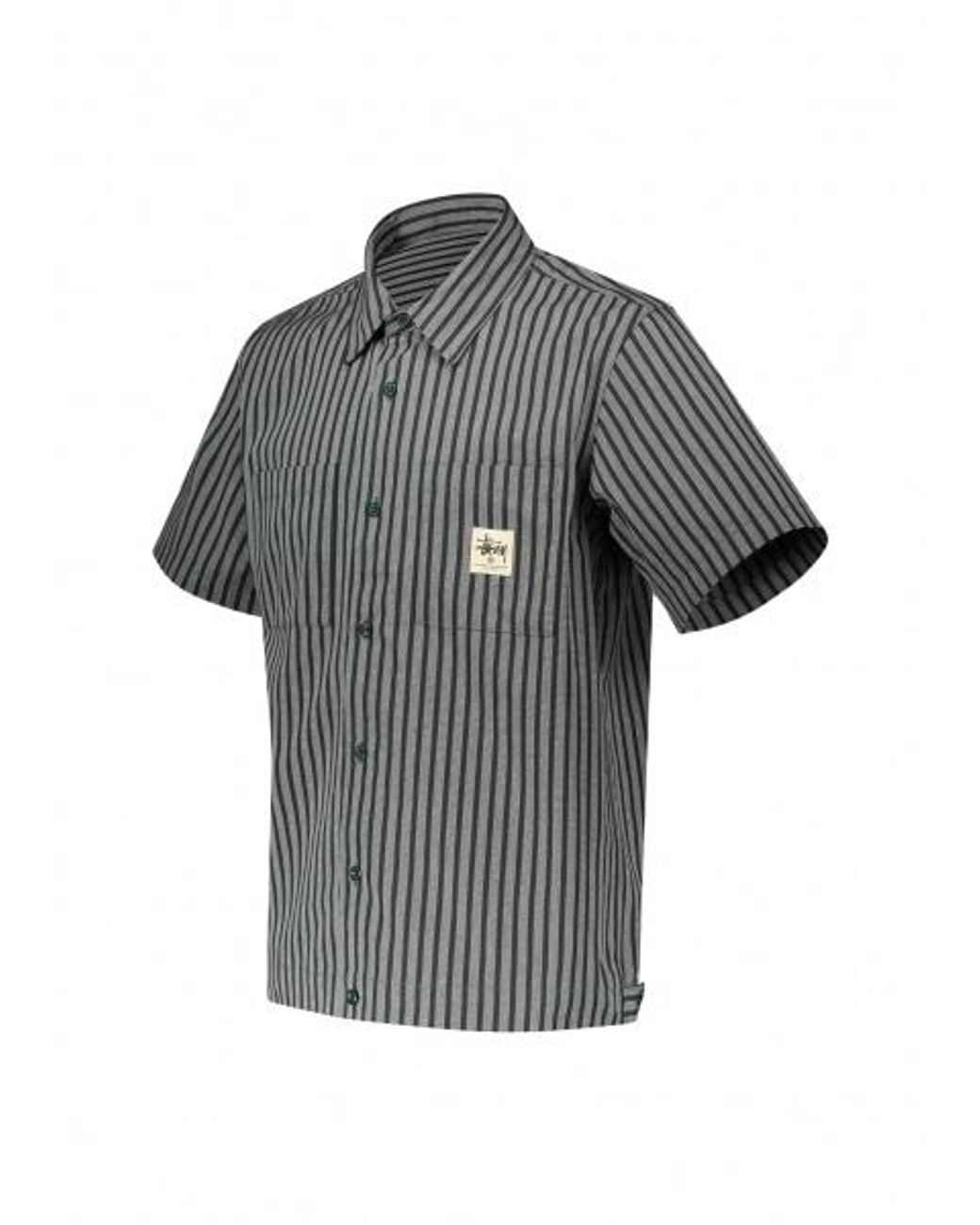 Stussy Striped Garage Shirt in Black 