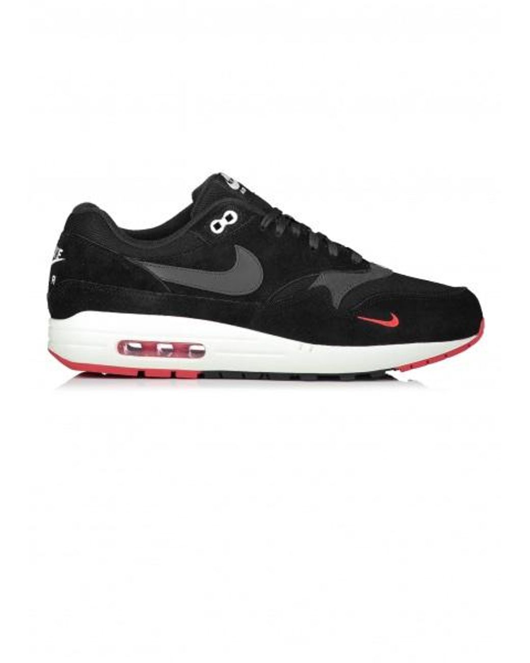 Nike Leather Air Max 1 Mini Swoosh Bred in Black/Grey/Red (Black) for Men |  Lyst