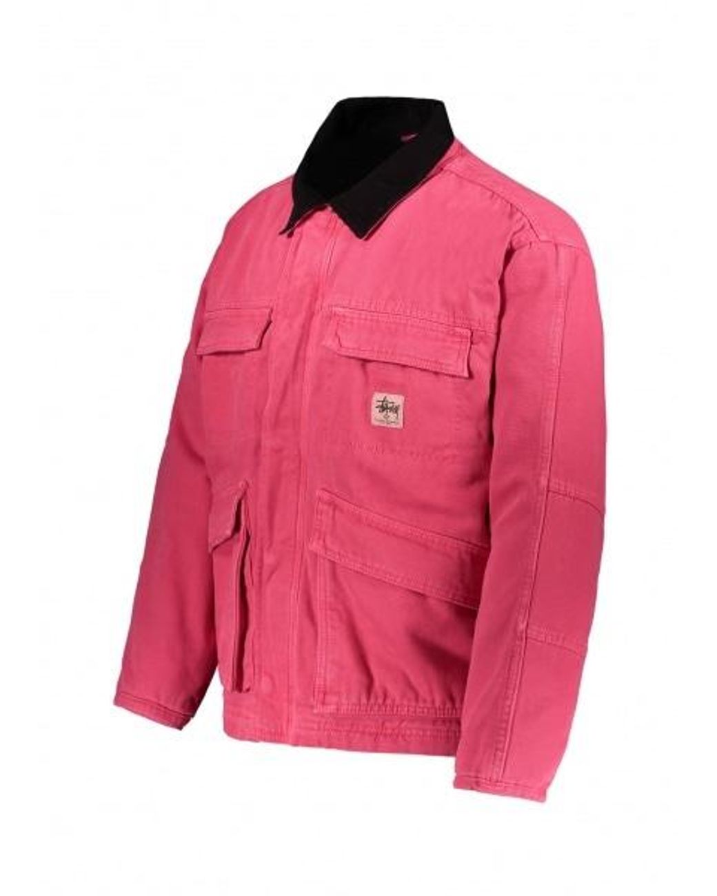Stussy Washed Canvas Shop Jacket in Pink for Men | Lyst