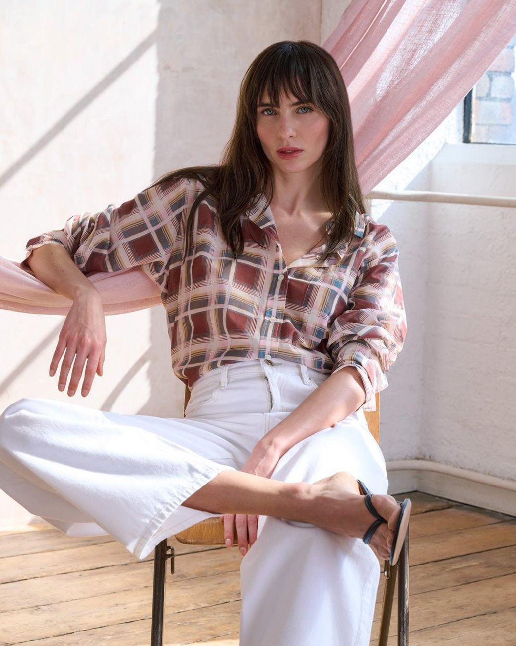 FRAME Brown The Plaid Boy Shirt