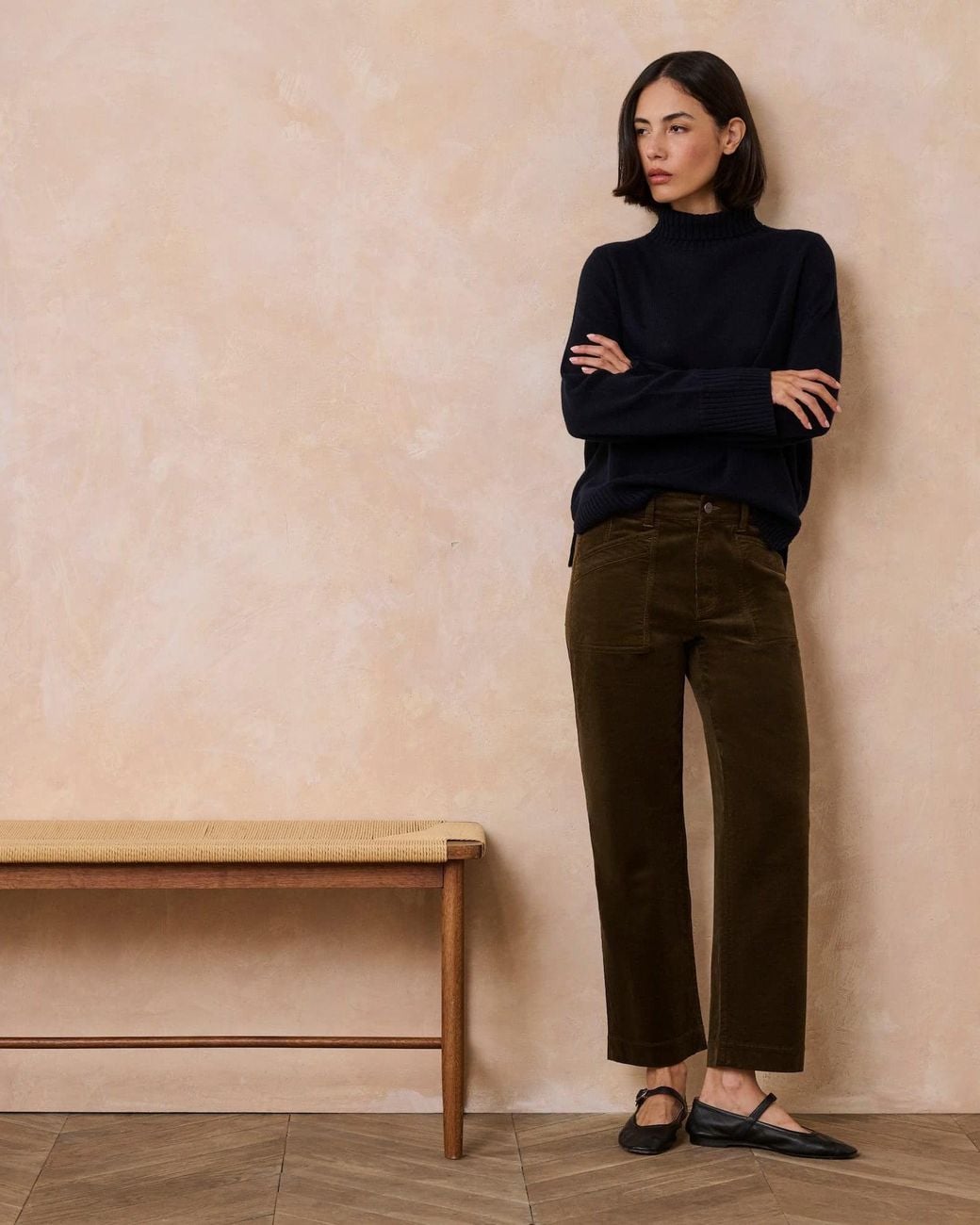 PAIGE Green Quincy Ankle Straight Trouser