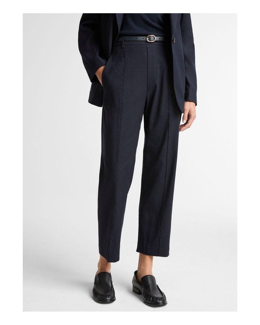 Vince Blue Mid Rise Linen Tapered Pant