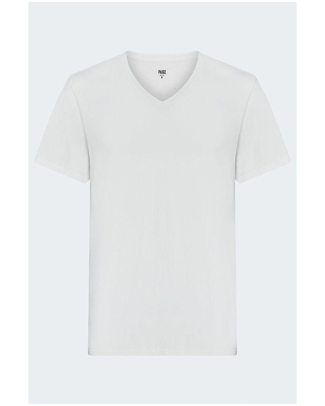 PAIGE White Restin V Neck T-Shirt for men