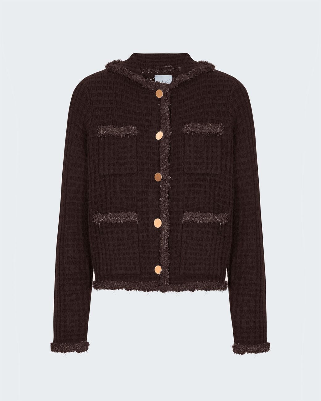 Allude Brown Knitted Jacket With Buttons