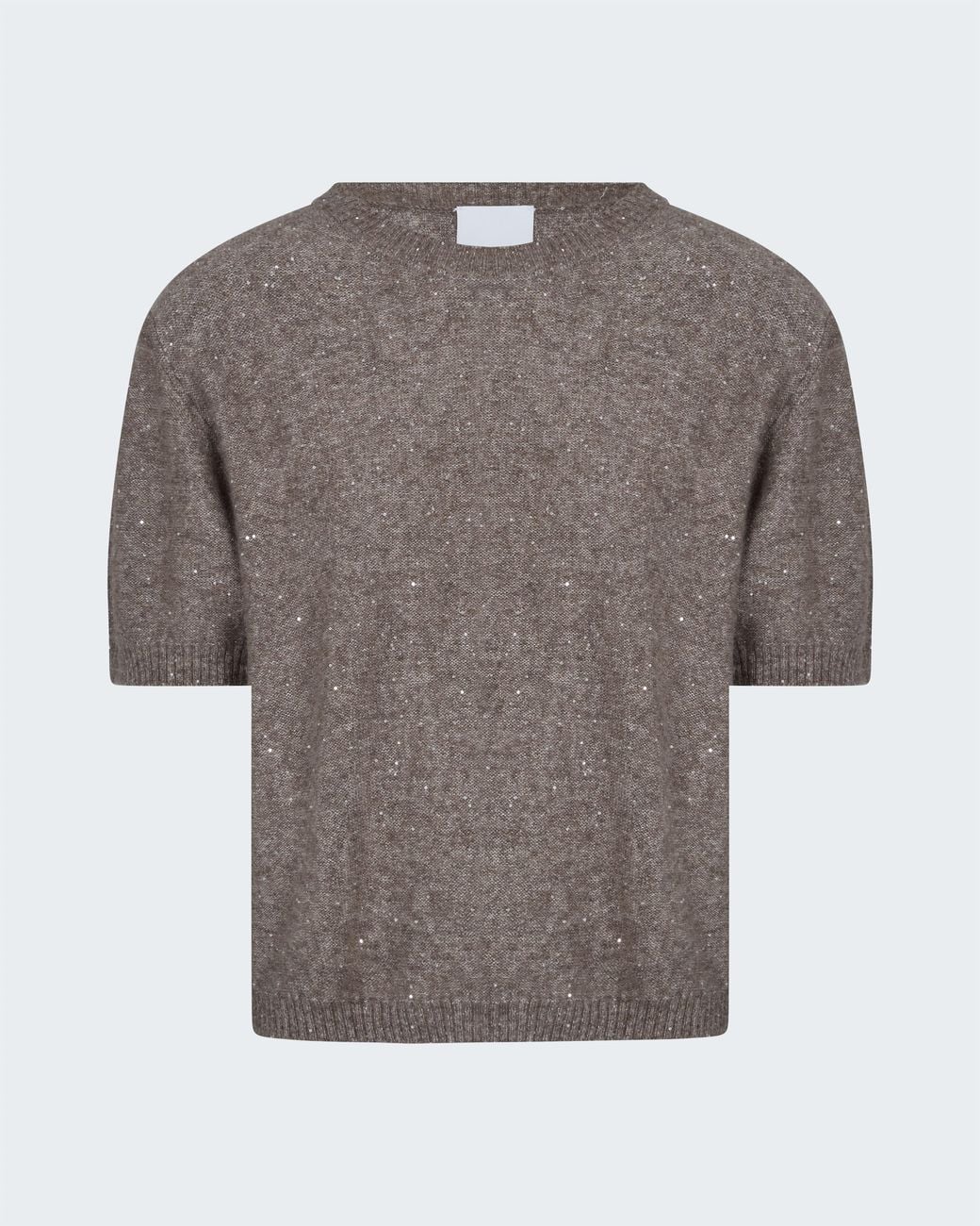 Allude Gray Crew Neck Sequin Sweater