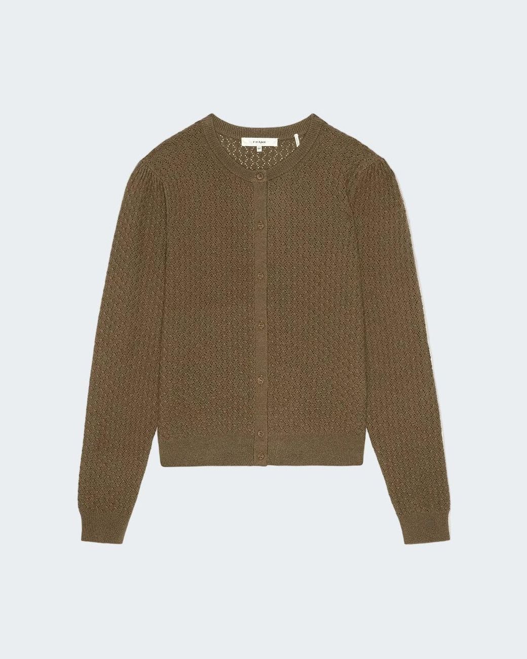 FRAME Green Honeycomb Pointelle Cardigan