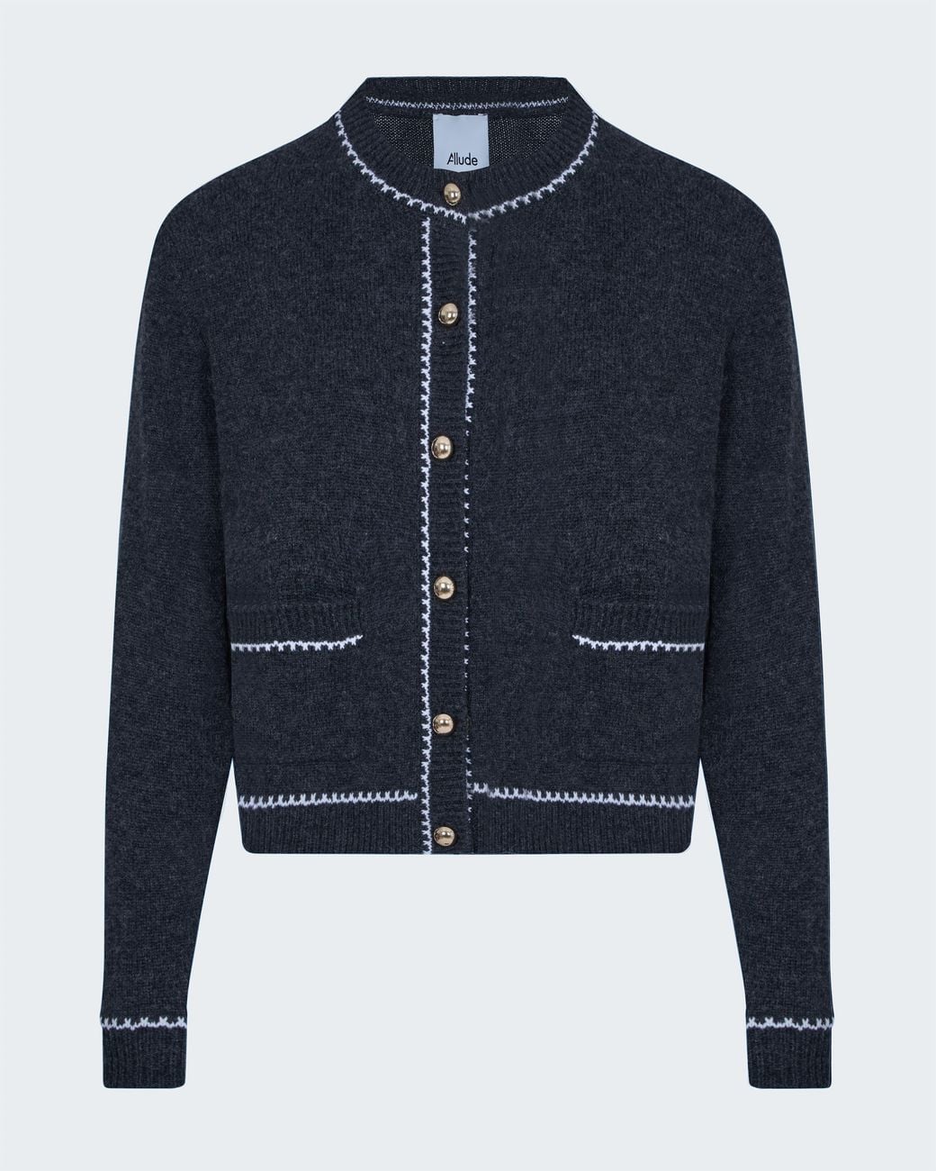 Allude Blue Braid Trim Cardigan