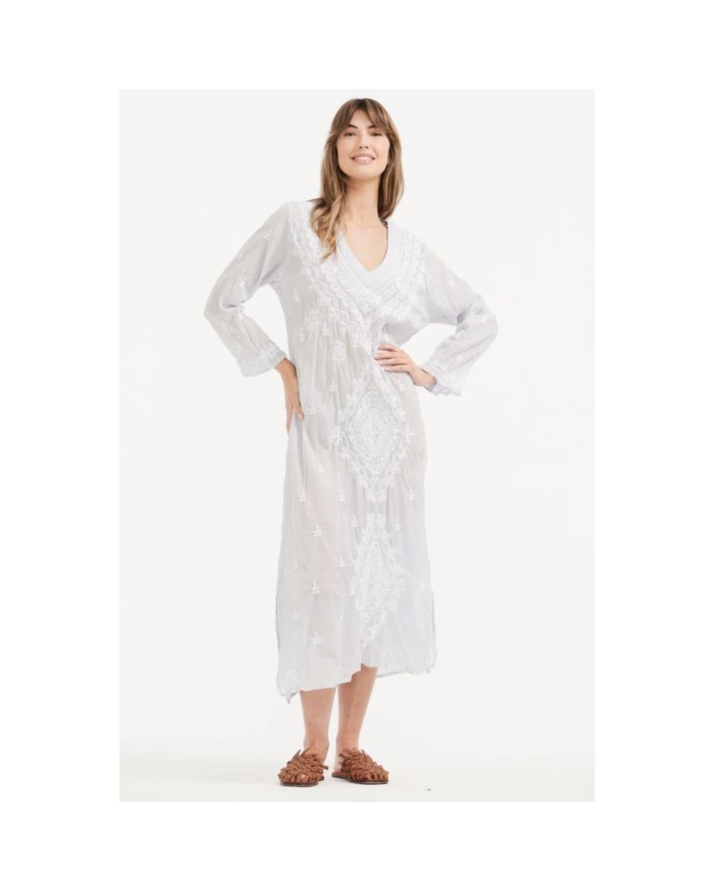 Longue robe Goa en nuage / coton blanc One Season en coloris Blanc | Lyst