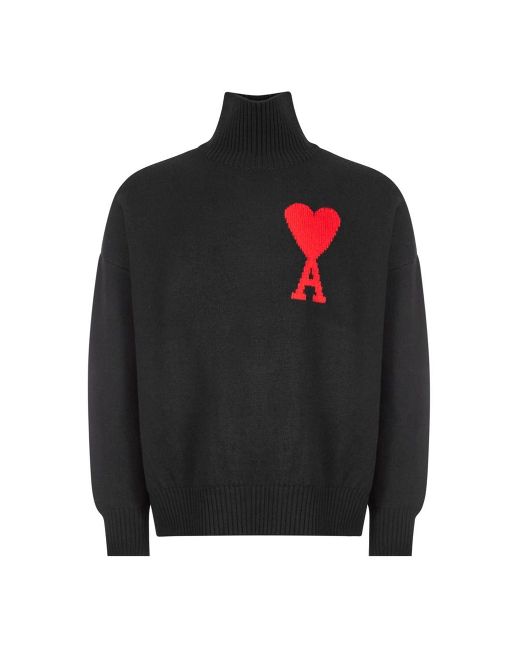 Ami Paris Sweater Funnel Neck in Black for Men | Lyst UK