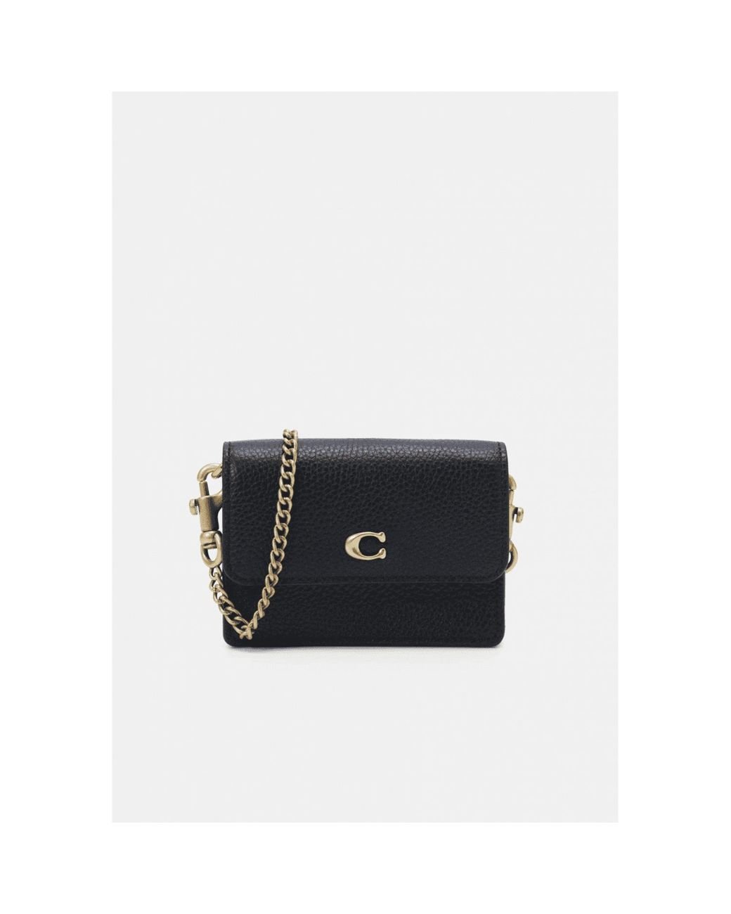 COACH Half Flap Card Case With Chain Size Os, Col Black Lyst